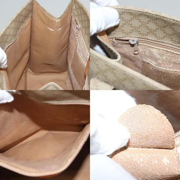 CELINE Macadam Canvas Tote Bag Beige Gold - Picture 12 of 12
